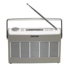 DENVER DAB-37 GREY radio FM, Funzione orologio, antenna telescopica, 2W RMS