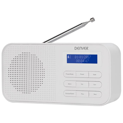 DENVER Radio con sintonizzatore DAB + e FM, orologio e doppia funzione di allarme, uscita cuffie