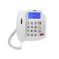 BRONDI BRAVO 90 BIANCO TELEFONO FISSO GRANDI TASTI DISPLAY VIVAVOCE