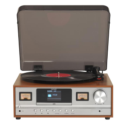 DENVER MRD-52 LIGHT WOOD GIRADISCHI RETRO' CD DAB+ 2 SPEAKER DISPLAY 2,4"  VU METEER 