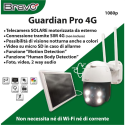 BRAVO GUARDIAN PRO LUX 4G 3.0 TELECAMERA C/PANNELLO SOLARE MOTORIZZATA DA ESTERNO