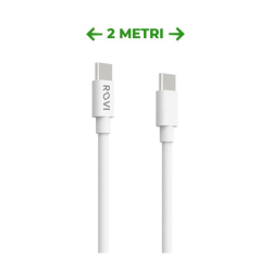 Rovi SA10CC cavo Elegant in PVC ultra resistente Type C - Type C,  2m, 3A, PD 3.0, white