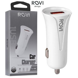 Rovi car charger, 1 porta USB, 2,4A, Qualcomm 3.0 tecnology, white