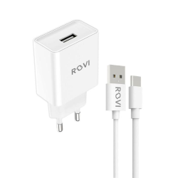 ROVI ST450-C Travel Charger, 1 porta USB, con cavo USB Type C, 2.1A