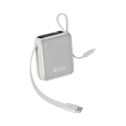 ROVI LX17 SL POWER BANK BLACK 10.000 MAH SILVER CON CAVI INTEGRATI TYPE-C E LIGHTNING 