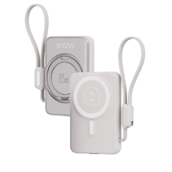 ROVI LX23 POWER BANK 10000 mAh MAGSAFE SILVER CON STAND 22.5W RICARICA VELOCE