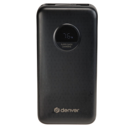 DENVER PQC-20065 POWER BANK A RICARICA RAPIDA DA 20000 MAH CON DISPLAY E CAVO USB-C RETRATTILE.
